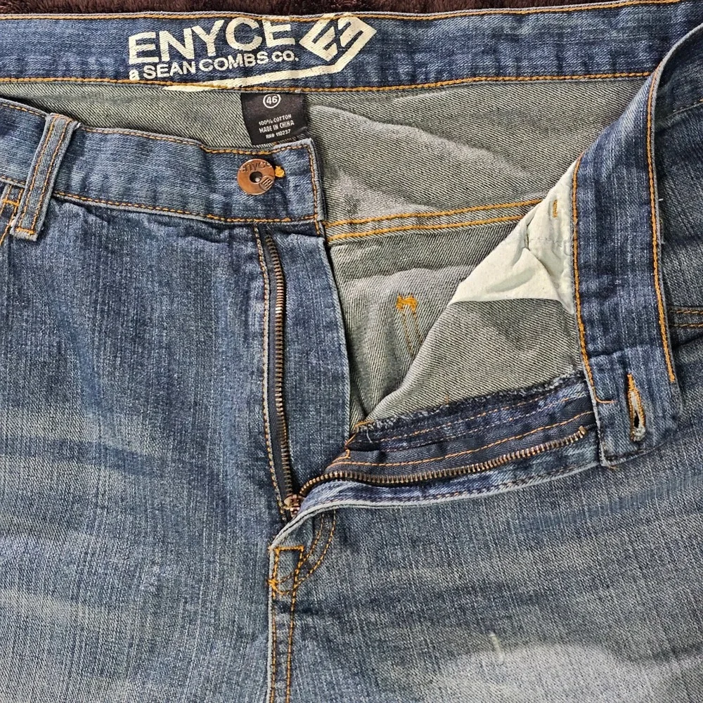 Enyce Jeans Mens 46 Blue Sean Combs Relaxed Straight Leg Embroidered Denim Y2K
